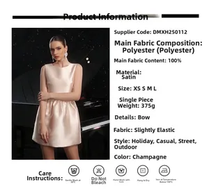 Vue détaillée de la robe de soirée en satin champagne avec nœud élégant et plis