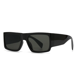 Modern black square frame sunglasses with dark lenses for women, stylish street wear style