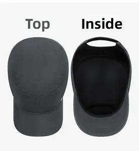 Detail view of the flat top cadet cap showing the breathable mesh lining and inner sweatband