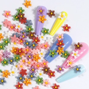 3D Resin Flower Nail Art Charms Mini Five-Petal Cherry Blossom Matte Colorful DIY Manicure Decoration Accessories