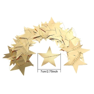 Golden mirror star bunting for weddings and parties with 7cm five-pointed star detail