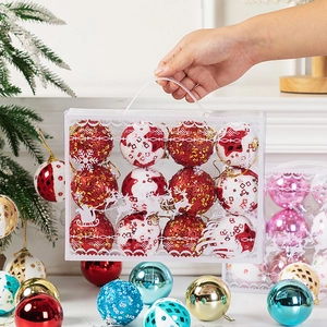 Christmas Ball Ornaments PET Foam Glitter Sequins Snowflake Reindeer Pattern Hanging Decorative Holiday Tree Baubles