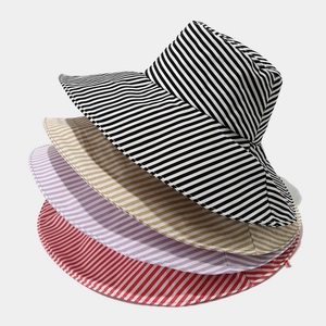 Wide brim striped sun hat set in various colors for outdoor UV protection