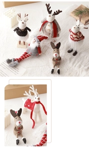 Detailed close-up of wool felt reindeer and Santa figurines with soft knit textures