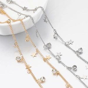 Copper Star Rhinestone Chain With Crystal Charms For DIY Jewelry Making Hairpin Accessories Fashion For Women