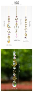 Detailed size specifications for galaxy crystal suncatchers with moon and stars