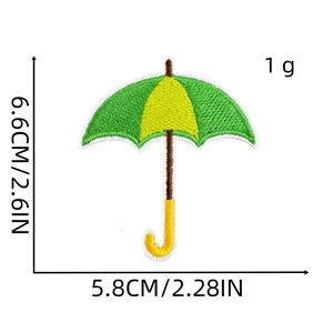 Dettaglio della toppa ricamata a ombrello con dimensioni di 6,6 cm di altezza