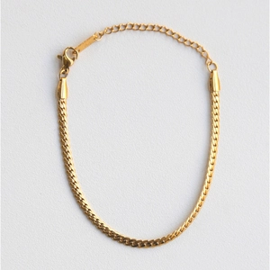 Minimalist gold Cuban chain bracelet set for women with lobster clasp and extension