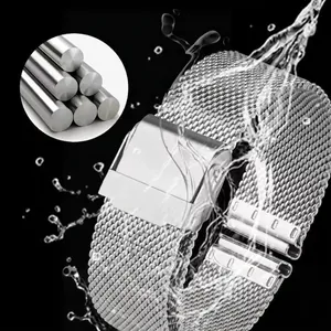 Waterproof silver Milanese loop watch band made of high-quality stainless steel mesh