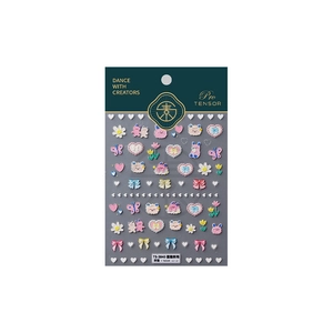 3D embossed nail stickers featuring colorful bears, hearts, and daisies for nail art