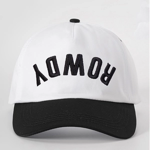 Retro embroidered color-block baseball cap with adjustable strap and contrast black visor