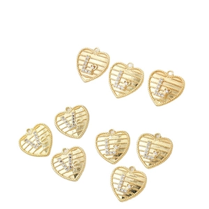14k gold plated heart charm with cubic zirconia for DIY jewelry making and crafts