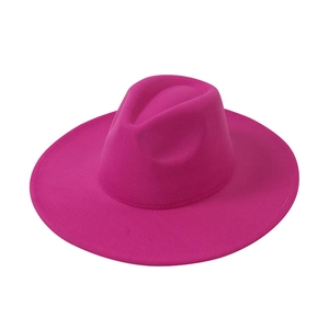 Classic bright rose red wide brim felt fedora hat with a teardrop crown for elegance