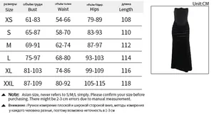 Detailed size chart for velvet corset dress showing bust, waist, and hips measurements