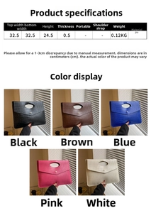 Detailed size chart for the crocodile embossed PU leather minimalist envelope clutch bag
