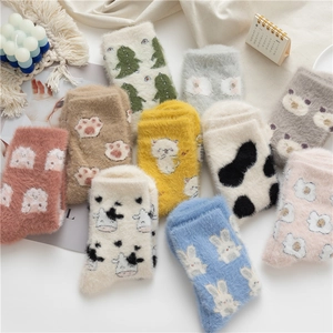 Lot de chaussettes d'hiver en polaire corail douce avec des motifs d'animaux mignons