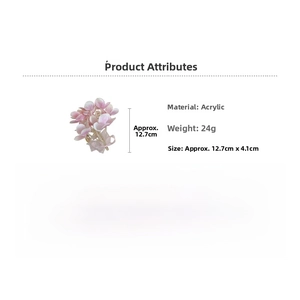 Detailed dimension chart for floral hair claw clip measuring 12.7cm by 4.1cm and 24g weight