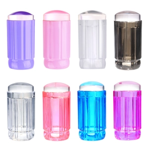 Clear Silicone Nail Art Stamper With Scraper Transparent Handle French Tip Manicure DIY Transfer Printing Tool