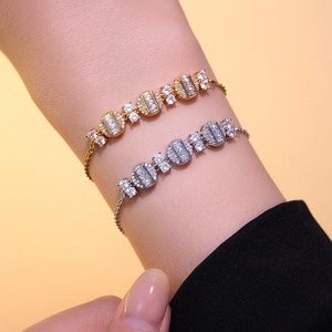 Elegant Geometric Zircon Bracelet For Women Stainless Steel Crystal Sparkly Inlaid Fashion Jewelry Adjustable Chain