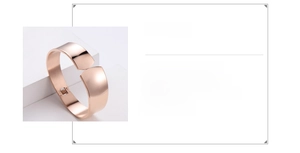 Detail view of rose gold 316 stainless steel bangle with spring hinge and mirror finish