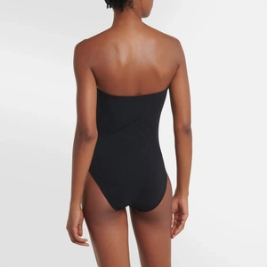 Maillot de bain une pièce noir minimaliste avec échancrure haute et dos nu chic