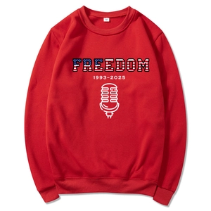 Unisex red Freedom 1993 hoodie with microphone graphic print on high-quality fabric