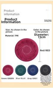 Filtro piatto in silicone TPR da 15 cm con fori di drenaggio a spirale per capelli