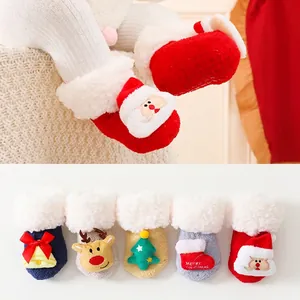 Chaussettes de Noël Bébé Antidérapantes Hiver Épaisses Chaudes en Polyester Dessin Animé Père Noël Renne Cadeau