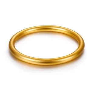 Minimalist gold-tone solid round bangle bracelet with a high-polished finish