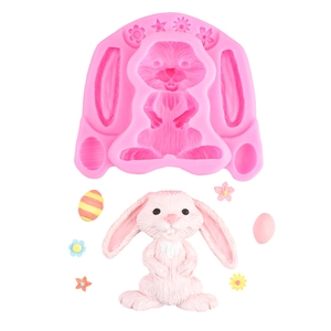 Easter bunny and colorful eggs silicone mold for fondant cake and chocolate baking