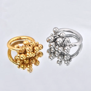 Minimalist cluster bead ring in gold and silver finish with metallic grape bunch design