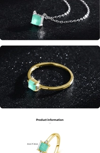 Detailed view of square 4mm green tourmaline stone set in S925 sterling silver ring