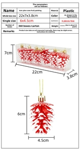 Spécifications détaillées de taille pour ornements de Noël pommes de pin en boîte de 6