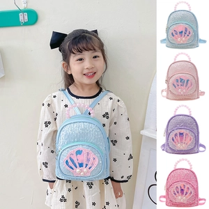 Kids Mini Backpack Sequin Shell Pattern Faux Artificial Pearl Handle Cute Fashion Travel Bag For Toddler Girls