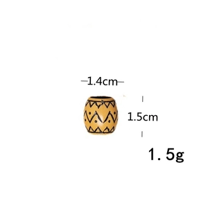 Ethnic style yellow dreadlock bead for hair braiding, size 1.4x1.5cm made of resin