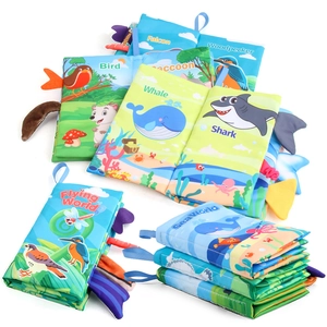 Educational baby cloth books with 3D animal tails for sensory and tactile learning