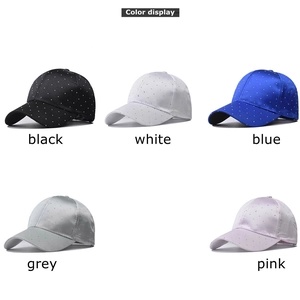 Sparkling rhinestone baseball caps for women in black white blue grey and pink colors