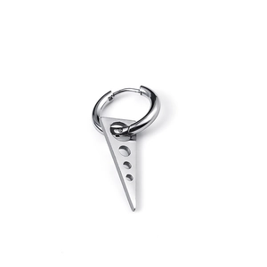 Minimalist silver geometric earring with circular hollow triangle pendant in steel