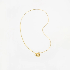 Elegant gold-tone S925 sterling silver snake chain necklace with a stylish OT clasp