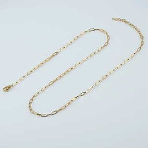 Collar de cadena de clip de acero inoxidable chapado en oro de 18K con cierre de langosta