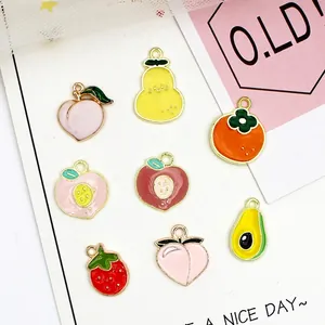 Fruit Alloy Enamel Charms For DIY Jewelry Making Cute Colorful Strawberry Peach Avocado Pendants For Earrings Bracelets Necklaces