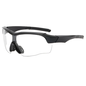 Outdoor sports cycling sunglasses with black frame and transparent protective lenses