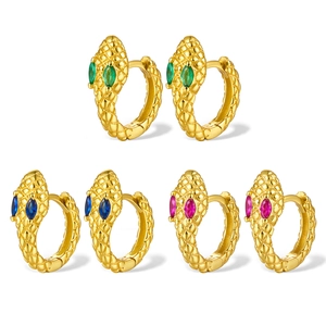 925 Sterling Silver Snake Hoop Earrings Vintage Gold Silver Zirconia Inlaid Snake Shape Ear Buckle Women Jewelry