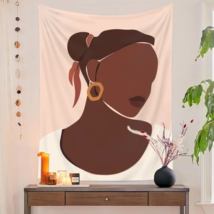 Wandteppich mit abstrakter minimalistischer Frauensilhouette in modernem Interieur