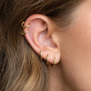 Hoop Earrings 18K Gold Plated Brass 925 Sterling Silver Earring Post Minimalist Smooth High Polish Round Jewelry Women