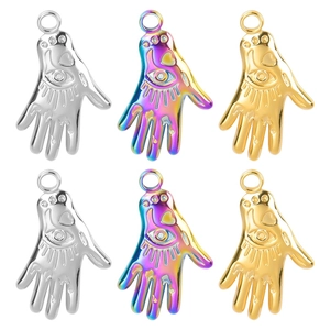 Hamsa Hand Evil Eye Pendant Necklace Stainless Steel 18K Gold Plated Bohemian Protection Spiritual Jewelry For Women