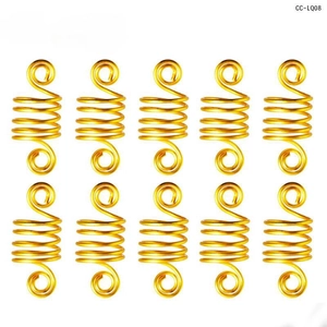 160 pieces set of golden spiral hair braid rings with embossed pattern and hollow design