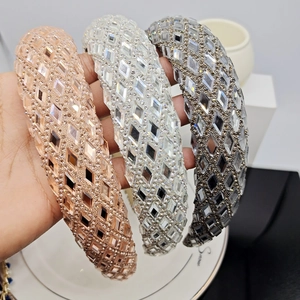 Chic rhinestone padded headbands in champagne, silver and charcoal grey for women