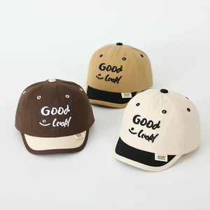 Kids Baseball Cap Cotton Blend Smiley Good Luck Embroidery Adjustable Sun Shade Hat For Toddlers Boys Girls