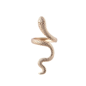 Adjustable golden stainless steel snake ring with multi-layer wrap design for women